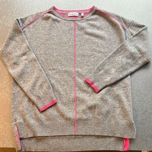 525 America Gray Sweater with Pink Trim